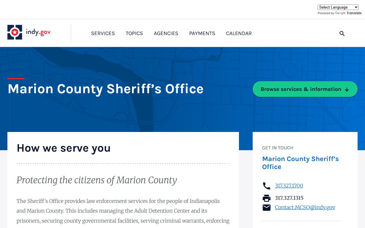 Indiana County Jail Public Portal showing Indianapolis booking records
