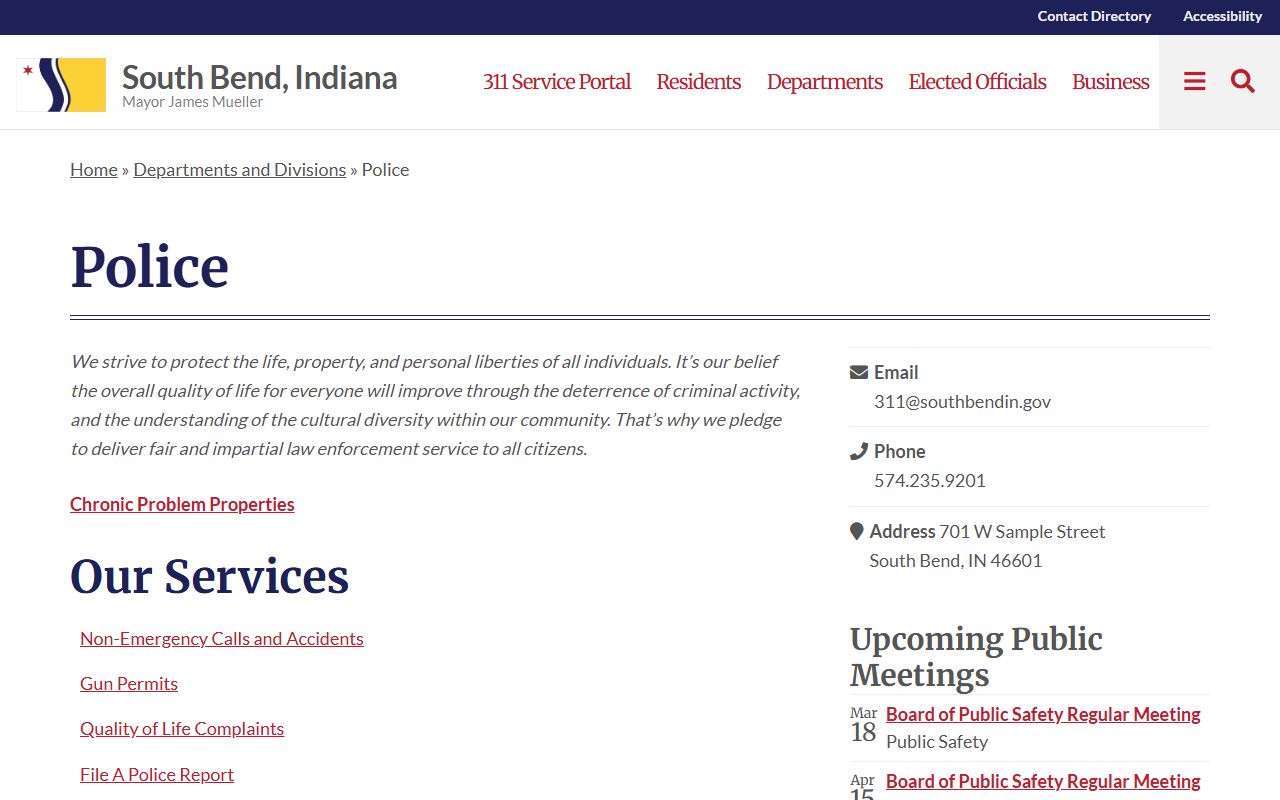 St. Joseph County Police inmate search portal for South Bend bookings