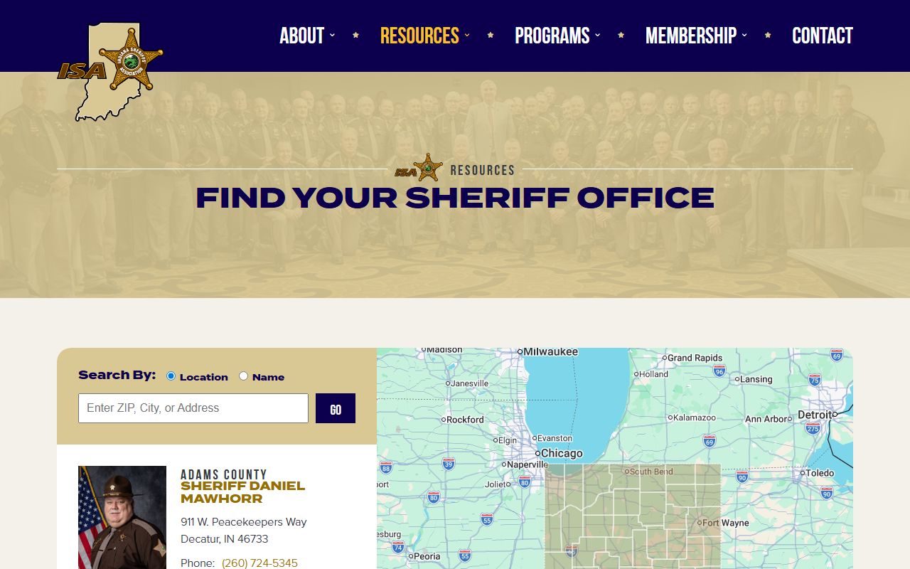 Indiana Sheriffs Association statewide directory listing for Blackford County Sheriff's Office