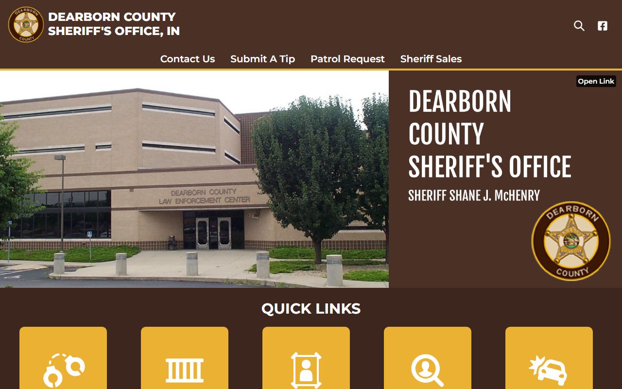 Dearborn County Sheriff's Office website for jail booking records and inmate services in Indiana