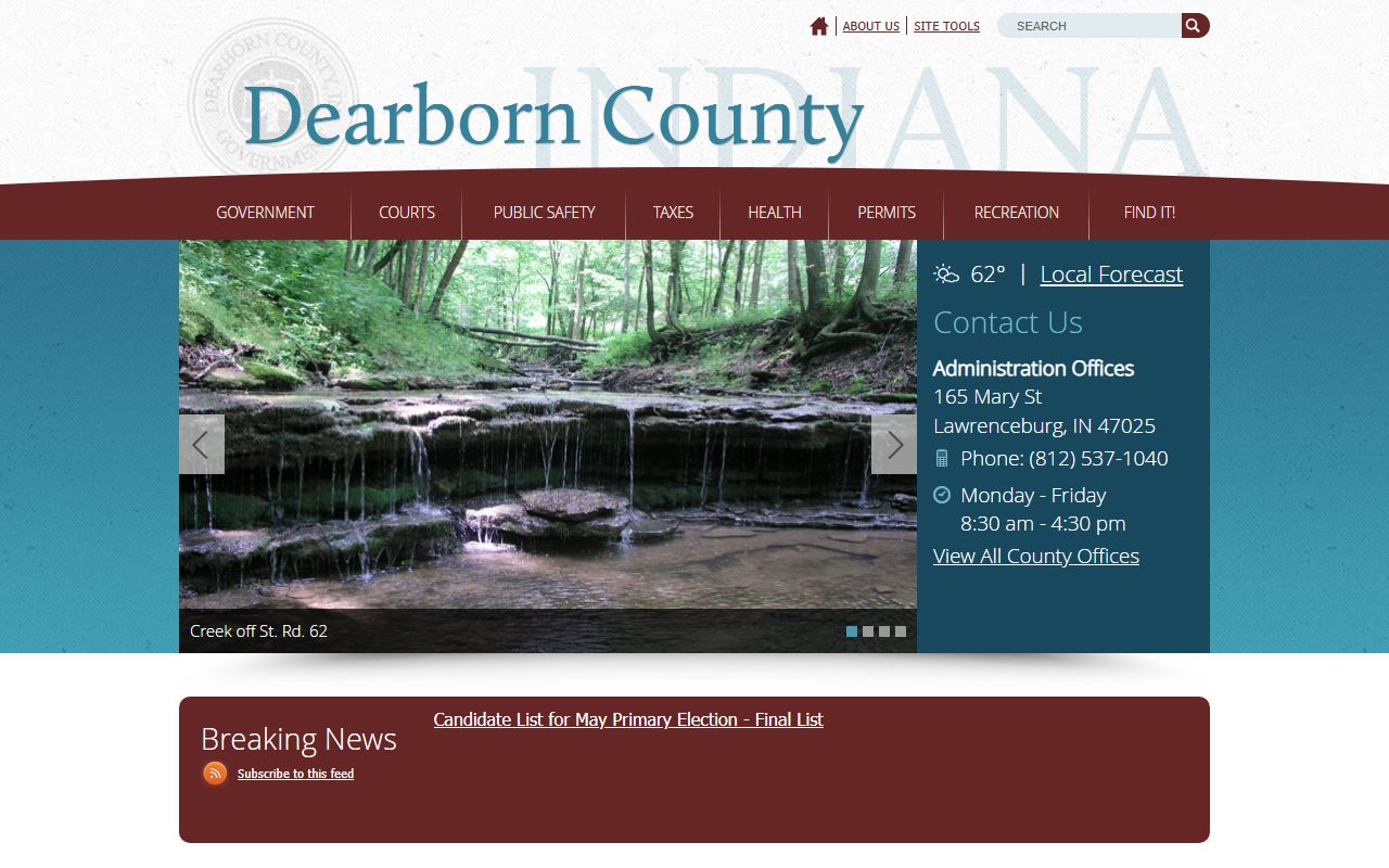 Dearborn County government website for public records access in Lawrenceburg Indiana