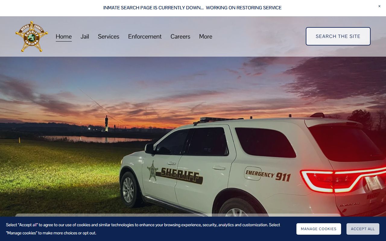 DeKalb County Sheriff's Office website home page for booking records and jail services in Auburn Indiana
