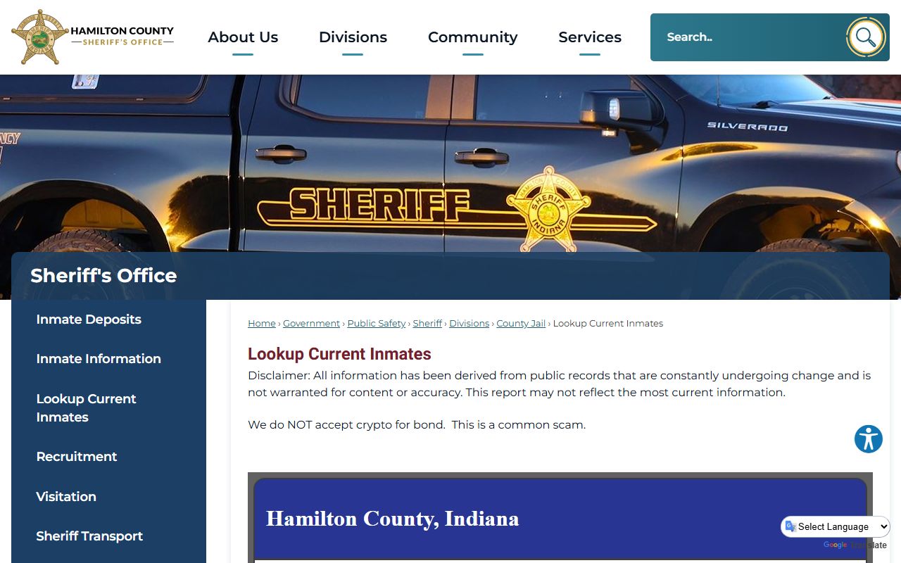 Hamilton County Sheriff inmate lookup for 72 hour booking records in Noblesville Indiana