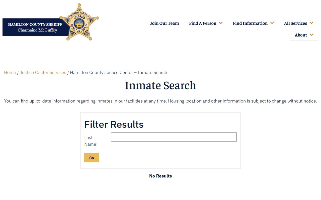 HCSO inmate search portal for Hamilton County 72 hour booking records
