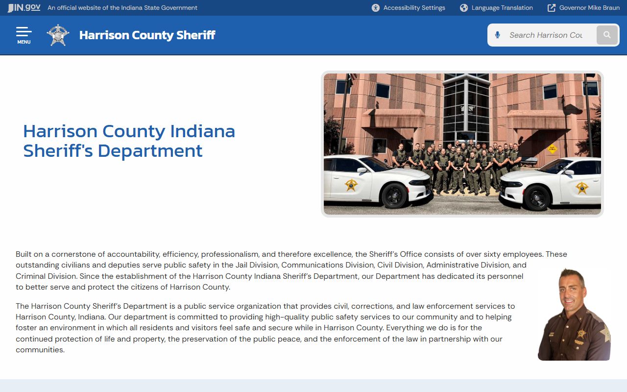 Harrison County Sheriff main website for 72 hour booking and public records access