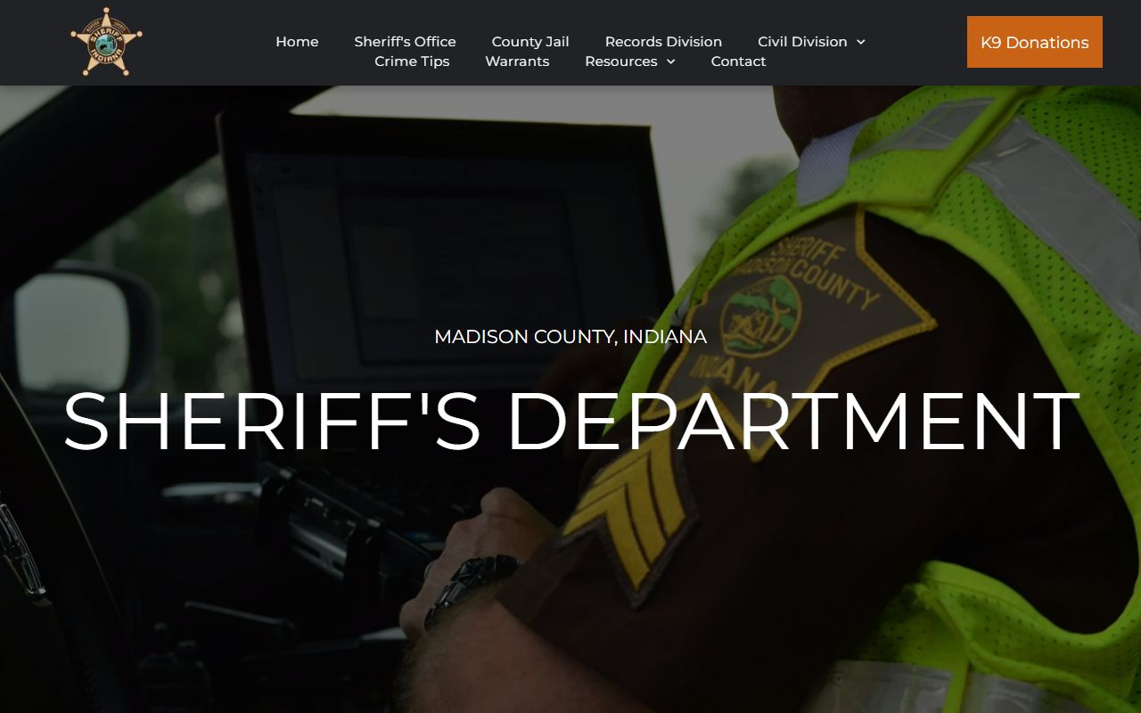 Madison County Sheriff's Office website at sheriffofmadisoncounty.com for booking record access in Anderson Indiana