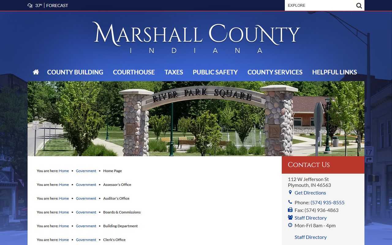 Marshall County Sheriff's Office website at co.marshall.in.us for 72 hour booking information in Plymouth Indiana