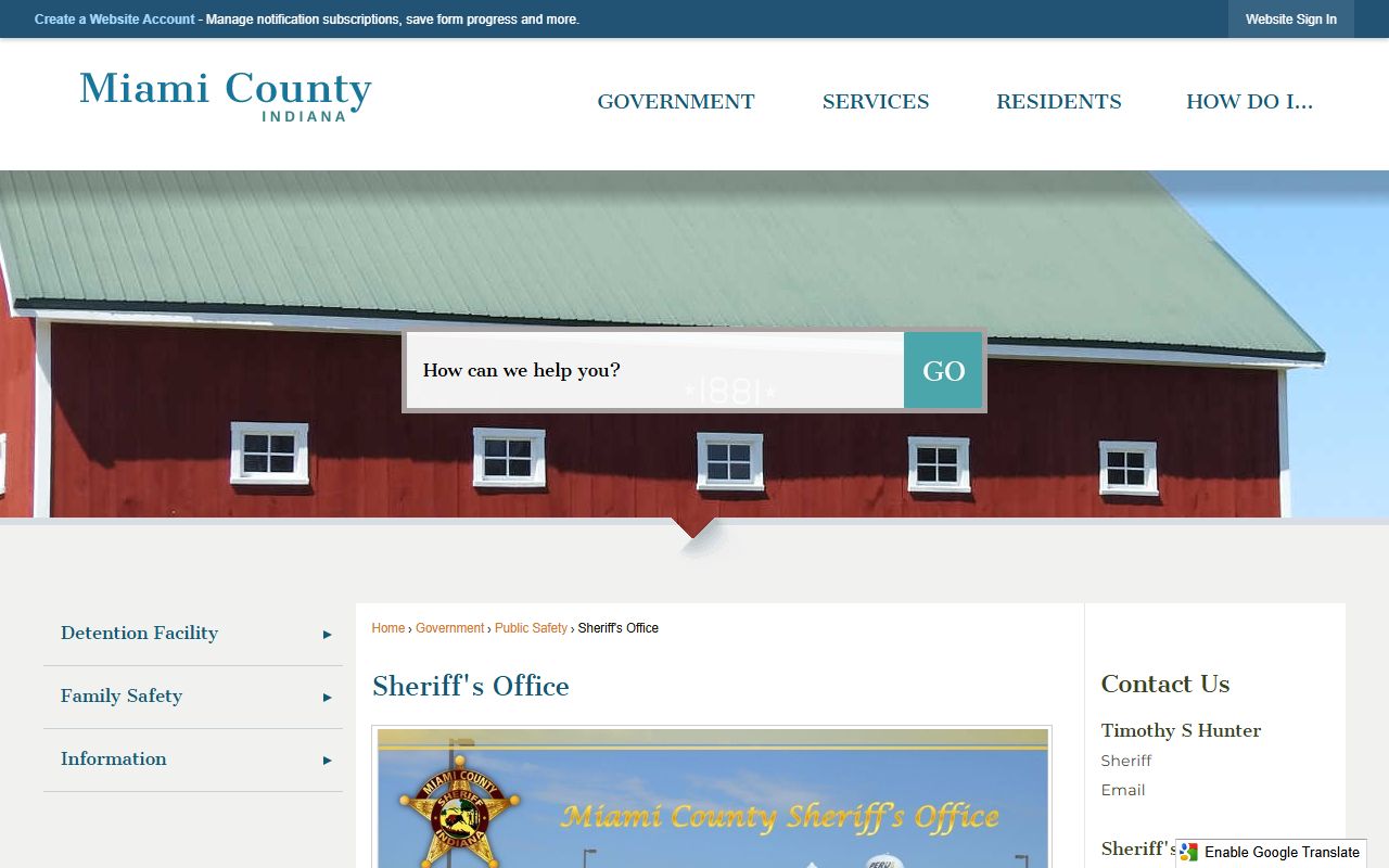 Miami County Sheriff's Office page at miamicountyin.gov for 72 hour booking records in Peru Indiana