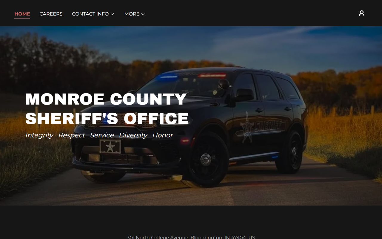 Monroe County Sheriff's Office website at monroecountysheriffsoffice.us for 72 hour booking record access in Bloomington Indiana