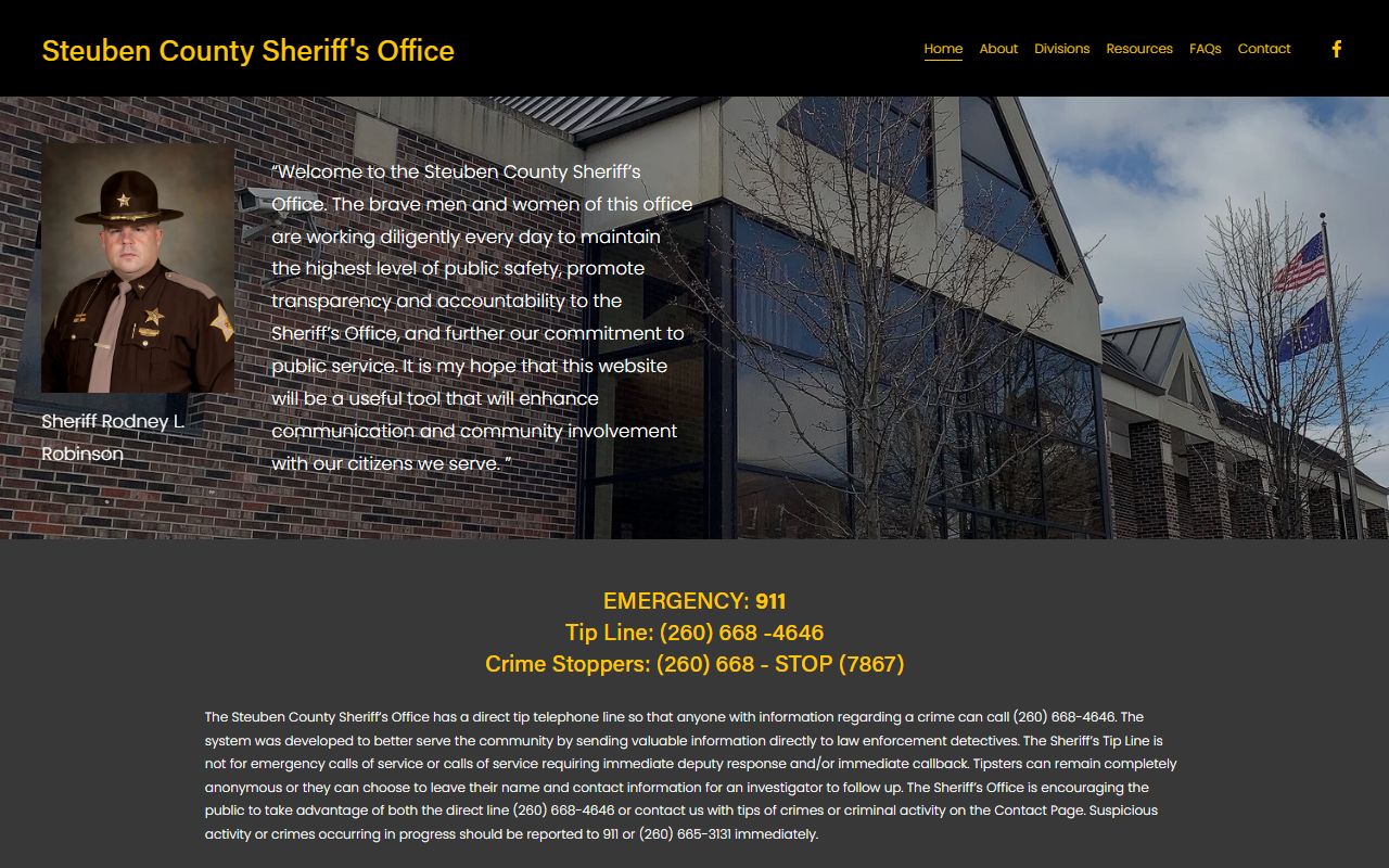 Steuben County Sheriff website for 72 hour booking records and inmate search in Angola Indiana