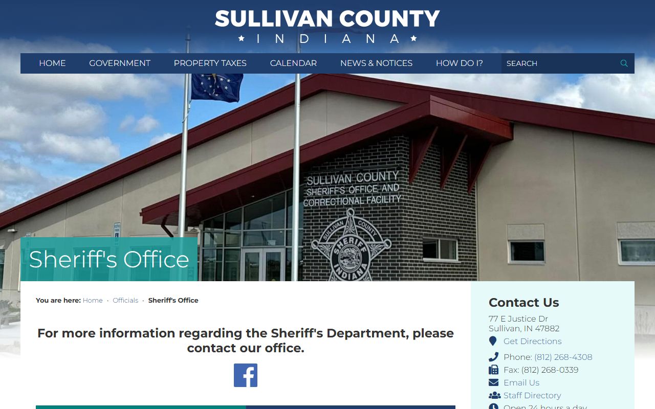Sullivan County Sheriff's Office county website page for 72 hour booking records in Sullivan Indiana