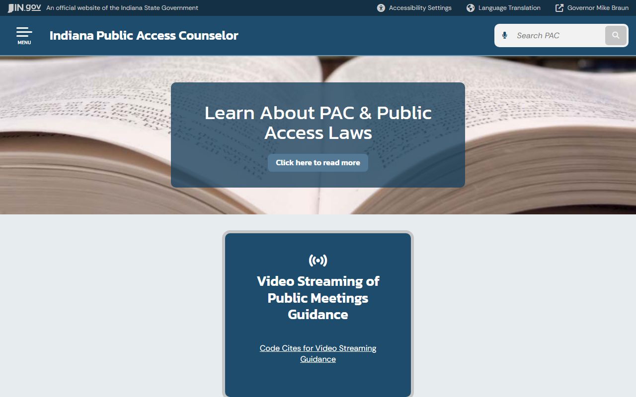 Indiana Public Access Counselor page for APRA rights and 72 hour booking records access